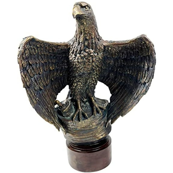 Urbalabs Bronze Bald Eagle 20 Inch Statues and Sculptures Bust American Eagle Statue Bronze Finish Large Cabin Home Western Patriotic Decor USA Freedom Flag Eagles Sculptures Figurines