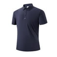 thumbnail image 2 of lcziwo Mens Lightweight Polos Shirts Moisture Wicking Quick-Dry Workout Tops Solid Color Casual Collared Golf Shirt Slim Fit Summer Tees Dark Blue L, 2 of 9