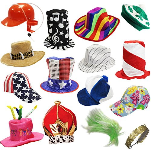 6 Assorted Dress Up Costume And Party Hats By Funny Party Hats 6 Adult Costume Hats Walmart