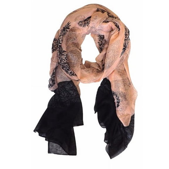 Peach Couture All Season Tribal Flower graphic print Paisley Lightweight Scarf