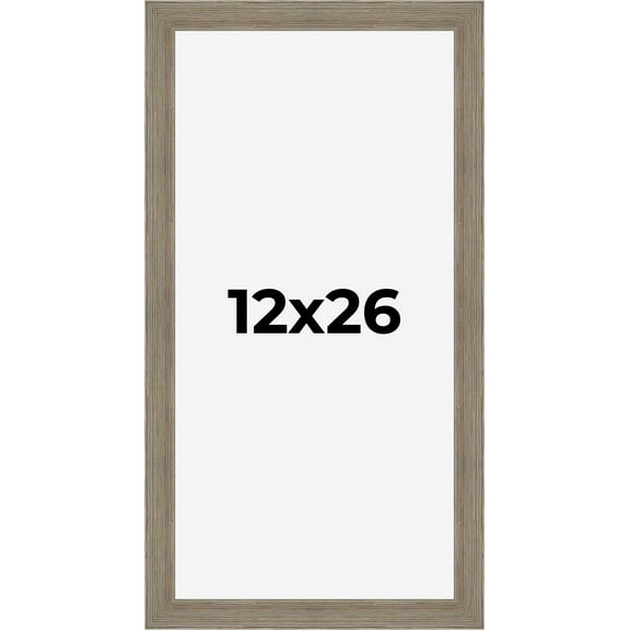 12x26 Frame Gray Barnwood Rustic Solid Wood Picture Frame | 1.5 Inch Moulding Width | Includes UV