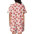 thumbnail image 3 of Bingfone Strawberry Flower Print Pajamas Sets for Women Soft Short-Sleeved Pjs with Lounge Shorts Two Piece Sleepwear, 3 of 8