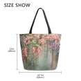 thumbnail image 5 of Open Top Canvas Tote Bag with Zipper Reusable Shopping Bag 13.5x15" Roomy Carryall Enchanted Flowers Painting, 5 of 9
