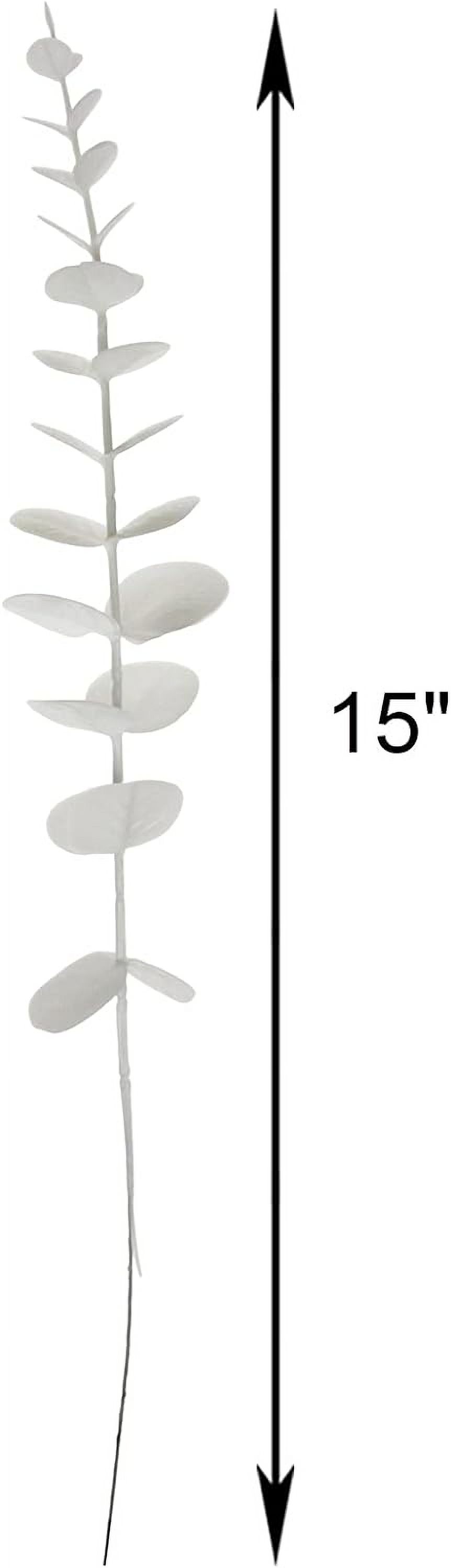 Zukuco 20PCS Artificial Eucalyptus Stem Bulk Faux Eucalyptuses Real Touch Leaf Wedding Bouquet Centerpiece Home Decor (White, 20)