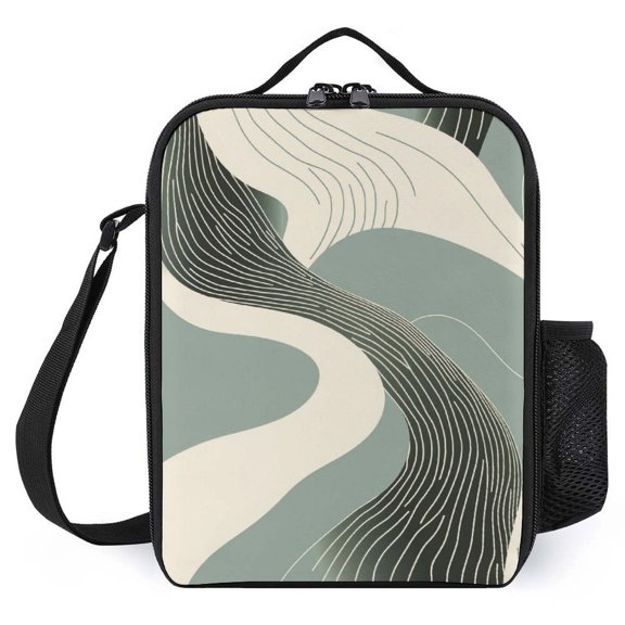 Abstract Line Art Design Messenger Bag Cartoon Teenage Crossbody Bag Lunch Bag Insulated Cooler
