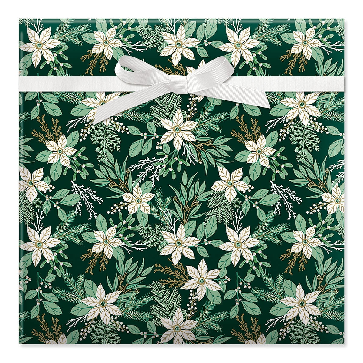 Current Winter Poinsettia Wrapping Paper Roll 23" x 28' photo 1