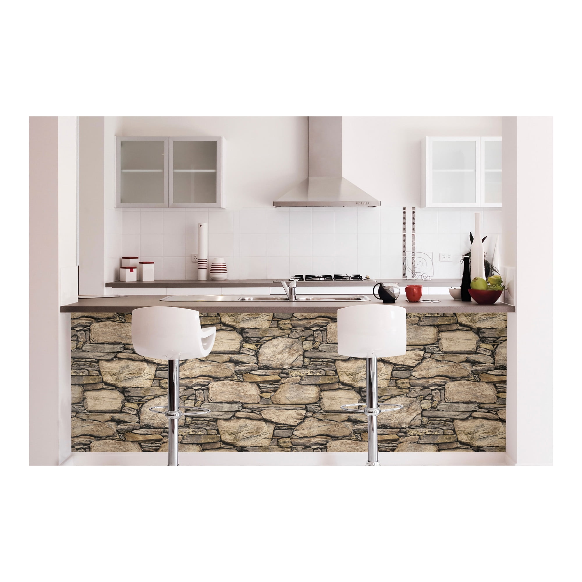 NuWallpaper Hadrian Stone Wall Peel and Stick Wallpaper