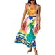 thumbnail image 1 of Vestido largo estilo camisola con grafiti bohemio para mujer, vestido largo con tirantes finos y estampado, cuello cuadrado C, 1 of 5