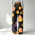 thumbnail image 6 of Fabrcox Halloween Women's Pajamas Pants Fleece Funny Pumpkin Ghost Cat Womens Lounge Pants Cozy Fall Winter Warm Wide Leg Sleep Pants Women, 6 of 6