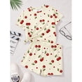 thumbnail image 6 of CCRFTGI Summer Clothes for Child Girls 10-12 Cute Preppy 2 Piece Outfits Tracksuit Athletic Cherry Print Short Sleeve T Shirts Top and Shorts Clothing Sets Yellow 5-6 Years, 6 of 6