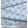 thumbnail image 2 of Soimoi Blue Cotton Voile Fabric Artistic Leaf & Floral Print Fabric by the Yard 42 Inch Wide, 2 of 3
