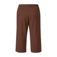 thumbnail image 6 of Nokdvo Long Shorts for Mens Elastic Waist Drawstring Pants Pockets Wide Leg Stretch 3/4 Shorts Below Knee Workout Athletic Casual Loose Fit Summer Pant,Coffee XL, 6 of 6