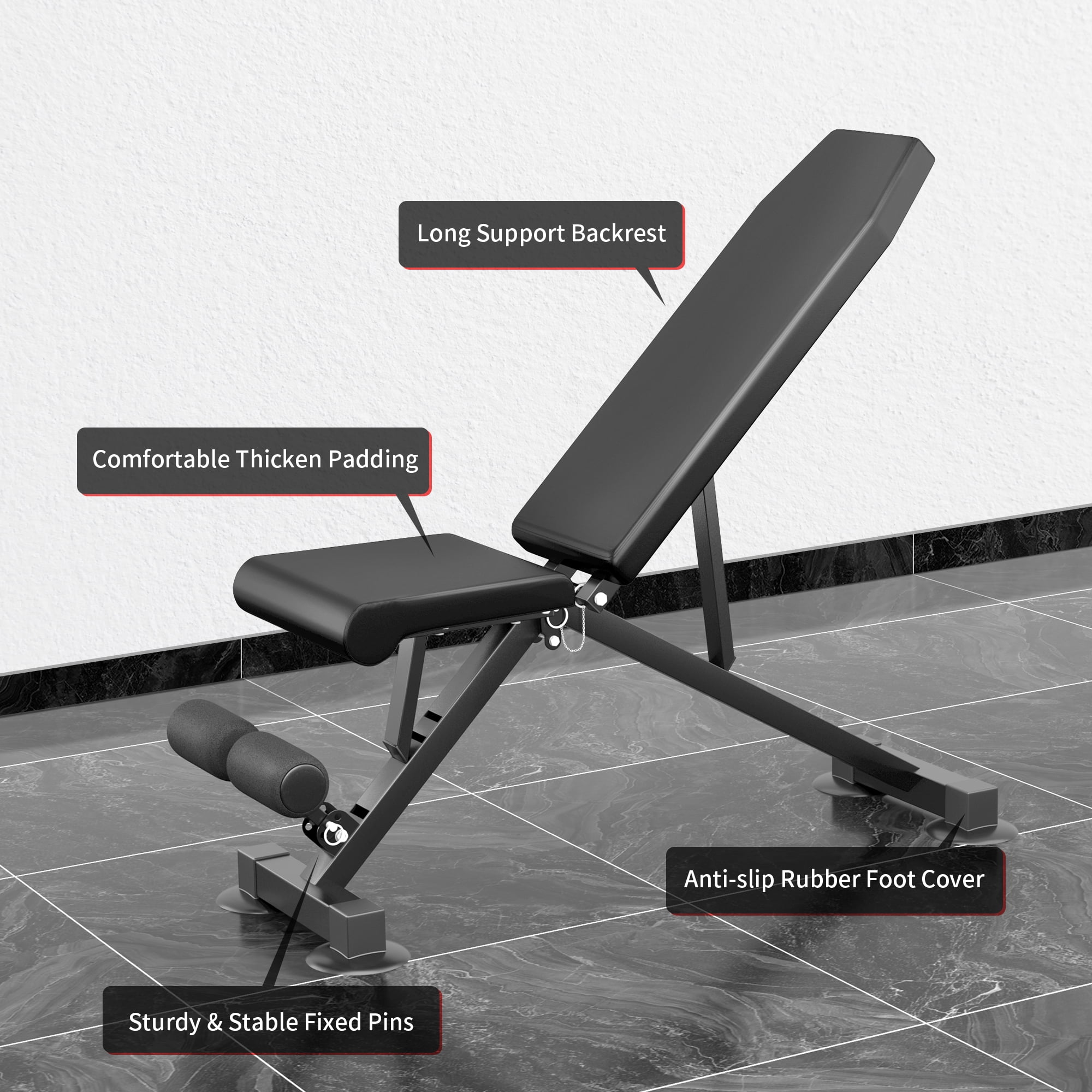 ZENOVA Weight Bench Workout Bench for Incline Decline Exercise 500LBS Weight Capacity Fast Folding Home Gym