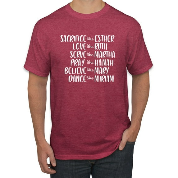 Wild Bobby, Sacrafice Love Serve Pray Believe Dance Inspirational/Christian Men Graphic Tee, Vintage Heather Red, 3X-Large