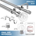 thumbnail image 3 of Urbanest Adjustable Double Curtain Rod Set Crackle Glass Manhattan Finials – 1″ Front & 3/4″ Back Rod With Brushed Steel Rod, 48–84 Inches, 3 of 6