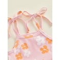 thumbnail image 5 of Suealasg Infant Girl Summer Outfits 2Pcs Baby Girl Beach Clothes Set Newborn Sleeveless Flower Print Tie-Up Cami Tops Elastic Waist Shorts Set 0-18 Months, 5 of 9