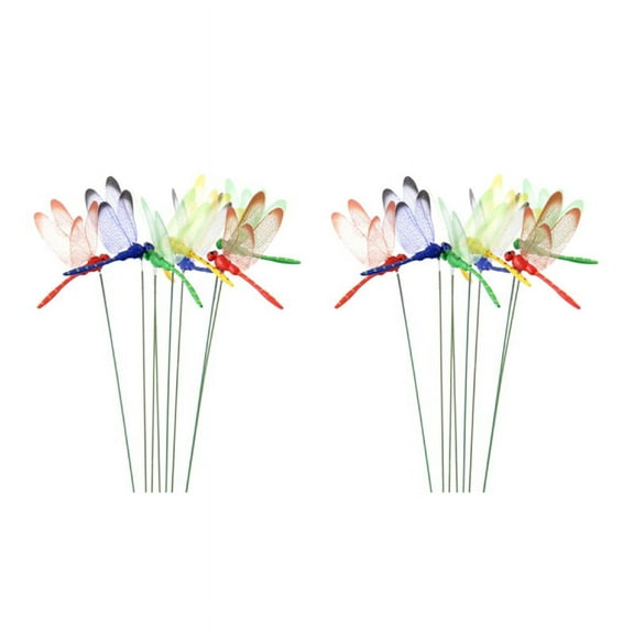 24Pcs Artificial Dragonfly Butterflies Garden Decoration Outdoor Dragonfly Stakes Yard Lawn Decor Stick