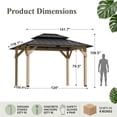 thumbnail image 2 of Homall 10x12 FT Wood Gazebo China Fir Permanent Pavilion with Galvanized Steel Hardtop Double Roof for Patio Garden Backyard, 2 of 7