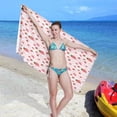 thumbnail image 6 of GZHJMY Red Strawberry Pink STRI Beach Towel Oversized Towel Blanket, Thin Lightweight Microfiber Sand Free Quick Dry Towel, 30”X60” Multipurpose Pool Bath Yoga Swim Shower Towel, 6 of 7