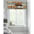 thumbnail image 4 of Kitchen Cafe Valance Curtain for Small Windows,Farmhouse Retro Wood Planks Rod Pocket Short Valances Colorful Splicing Art Window Treatment Panel for Living Room/Bedroom/Bathroom,42x18in, 4 of 9