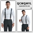 thumbnail image 2 of QCWQMYL Men's Suspenders Braces Leather Strap Father/Husband's Gift 6 Buttons Grey, 2 of 6