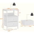 thumbnail image 3 of End Table with Charging Station, Nightstand with Fabric Drawers, Side Tables with USB Ports & Outlets, Night Stand with Storage Shelf & Hooks, for Living Room/Bedroom, White, 3 of 12