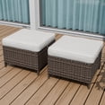 thumbnail image 3 of EAGLE PEAK Ocean Vista Set of 2 Patio Variated Brown Wicker Multipurpose Square Ottomans Outdoor Footrest Seat with Beige Cushions, 3 of 9