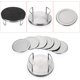 thumbnail image 4 of Juego de 6 posavasos redondos de acero inoxidable con soporte y parte inferior de esponja, juego de posavasos de Metal plateado, impresionantes posavasos geniales, 4 of 5