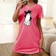 thumbnail image 1 of Camisón corto de talla grande para mujer, camisón de manga corta con estampado de pecho a la moda, camisón para mujer, 1 of 5