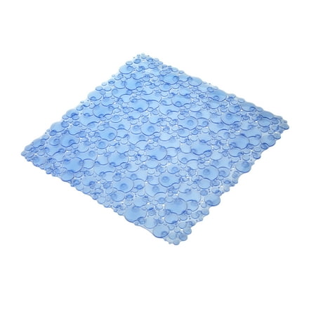 Croydex Non-Slip Bubbles Square Shower Mat in Blue, Bathroom Mat Suction Cups (21 x 21in)