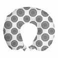 thumbnail image 1 of Mandala Travel Pillow Neck Rest, Repetitive Ethnic Oriental Ornaments and Abstract Floral Pattern Print, Memory Foam Traveling Accessory Airplane and Car, 12", White and Charcoal Grey, by Ambesonne, 1 of 2