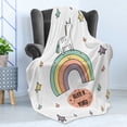thumbnail image 4 of Unicorn Soft Flannel Fleece Throw Blanket, Hand Drawn Rainbow with Doodle Stars and Believe in Wonder Words Positive Vibes, Cozy Plush for Indoor and Outdoor Use, 50" x 70", Multicolor, by Ambesonne, 4 of 5