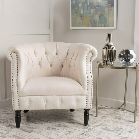Noble House Adele Fabric Tufted Club Chair, Beige