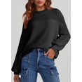 thumbnail image 3 of Women's Casual Long Sleeve Sweaters Loose Crewneck Knit Solid Pullover Sweater Jumper Tops, 3 of 6