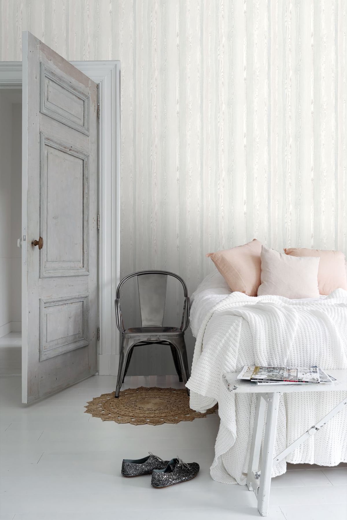 ESTA Home Cady Ivory Wood Panel Wallpaper, 20.5-in by 33-ft