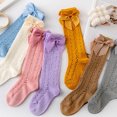 thumbnail image 5 of Calcetines para niñas pequeñas de 1 a 8 años, calcetines finos de malla con lazo de Color sólido para primavera y verano, 4 pares, 5 of 5