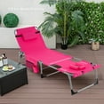 thumbnail image 2 of Goplus 2 Pcs Chaise Longue Pliante d'Extérieur à 5 Positions avec Repose-Pieds Réglable Rose Foncé, 2 of 8