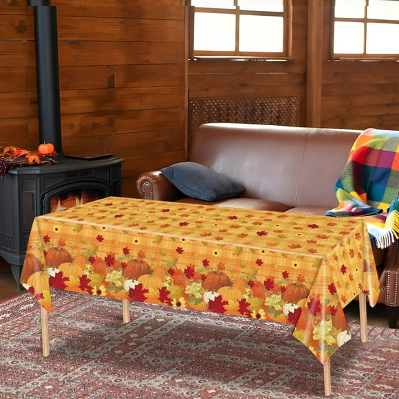 Danhjin Disposable Tablecloth Pumpkin Thanksgiving Theme Disposable Thickened Tablecloth Family Party Rectangular Table Decoration Tablecloth
