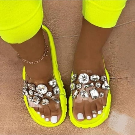 

Transparent And Slippers And Spring Women s Sandals Flat Rhinestone Fashion Summer Women s Slipper outside Slippers for Women Women S Slippers Size 9-10 Fleece Slippers Womens Washable Sock Slippers
