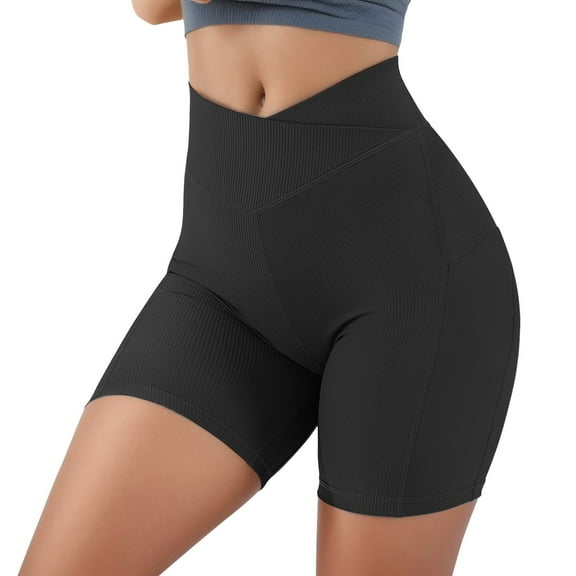 Hienoo Women's Biker Shorts Breathable Workout Fitness Gym Shorts with Pockets, Sizes S-XL