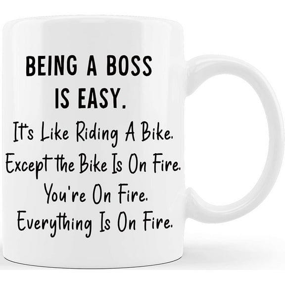 Being A Boss Is Easy Funny Gag Gift Ideas for Bosses at The Office Male Female Work Boss Lady Gifts for Men Women Employee Coworkers Staff Entrepreneur Business Owner Friends Coffee Mug