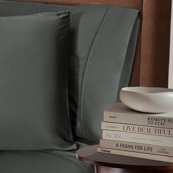 BNM 300 TC Rayon From Bamboo Pillowcase Set, Standard, Grey