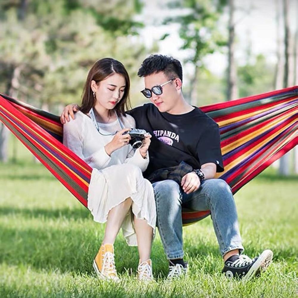 Portable Indoor/Outdoor Hanging Garden Canvas Hammock Canvas Bed Camping Hanging Porch Backyard Swing Chair Travel