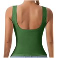 thumbnail image 5 of MESSUEN Sports Tank Tops for Women Workout Tank Tops Women Built in Bra Square Neckline Muscle Fashionable Sports Vest with Chest Pads Suspenders Blouses for Women Womens Fashion Green L, 5 of 7