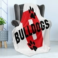 thumbnail image 4 of English Bulldog Soft Flannel Fleece Blanket, Paw Print Silhouette and Giant B Letter Background Custom Logo Design, Cozy Plush for Indoor and Outdoor Use, 50" x 70", Red Black White, by Ambesonne, 4 of 5