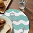 thumbnail image 4 of Round Placemats Nautical Anchor 15 inch Set of 4 Table Mats for Dining Table Green and White Wave Stripes Heat Resistant Non-Slip Kitchen & Home Decorative Place Mat Set, 4 of 8