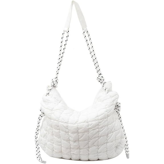JUYGO Women Dumpling Crossbody Bag Large Capacity Padding Tote Handbag Solid Color Plaid Quilted Handbag Female Shopping B