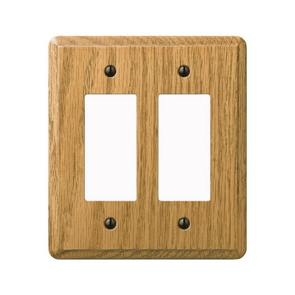 Amerelle 2-Gang Solid Oak Rocker Decorator Wall Plate, Light Oak 901RRL