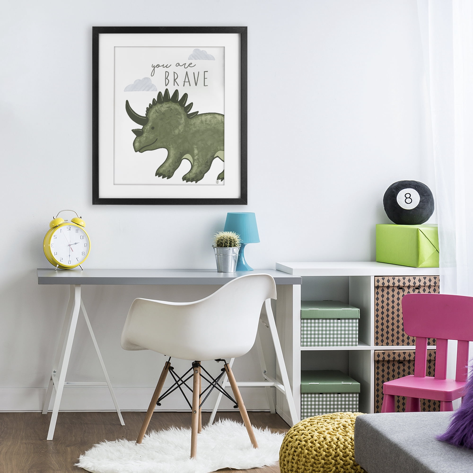 Stupell Industries You Are Brave Dinosaur Black Framed Print Under Glass, design by Elizabeth Tyndall