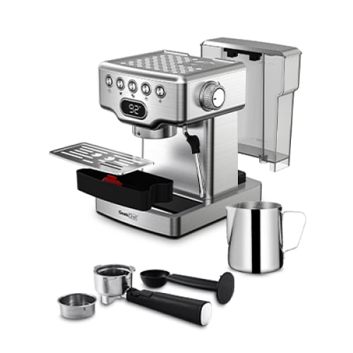 MICHELANGELO Stainless Steel Espresso Coffee Machine with Milk Frother,  Small Coffee Maker for Home, 15 Bar - Cappuccino, Latte